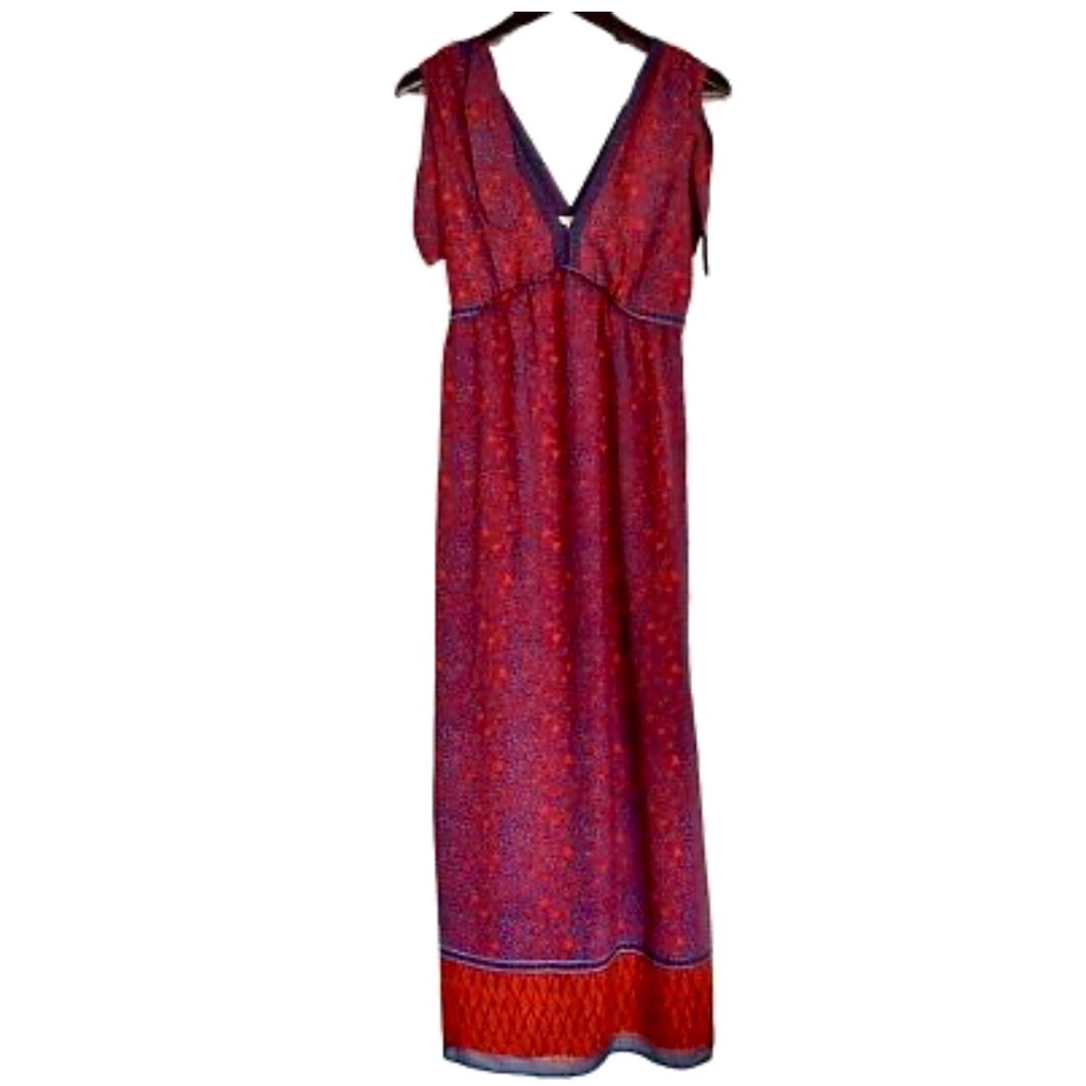 Chelsea & Violet Maxi Dress Womens Small Gray Orange Polyester Lined Sleeveless